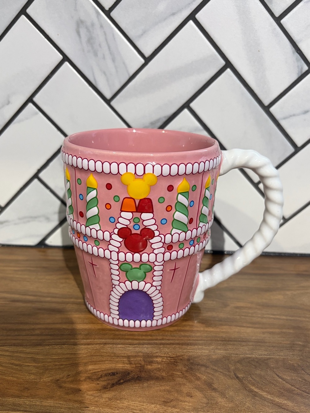 Pink Mickey Gingerbread House Ceramic Mug